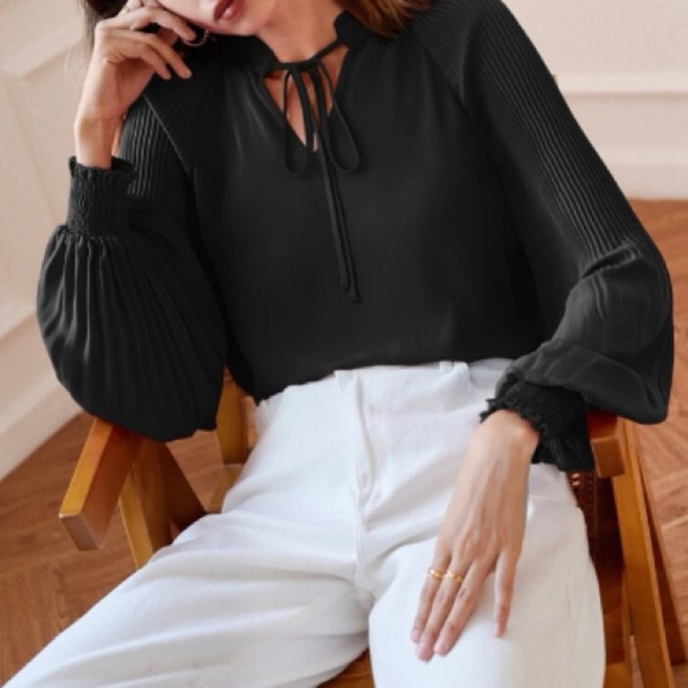 Luxe tie neck blouse - Picture 8 of 15